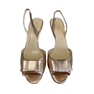 KATE SPADE Rose Gold Sling Back Open Toe Bow Pump Bow Size 8.5